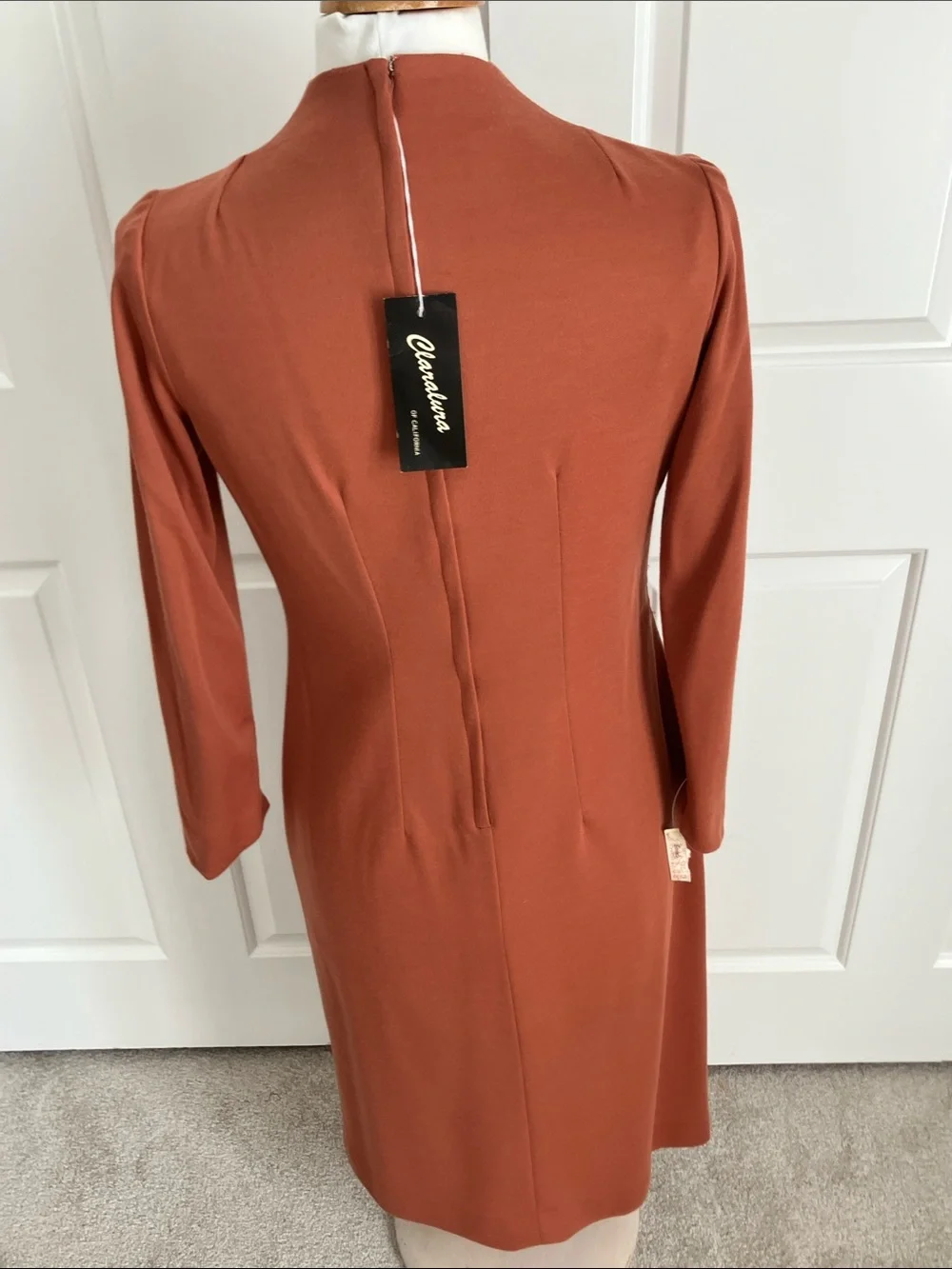 VTG Women's Rust Midi Dress with Black Fringe Shawl